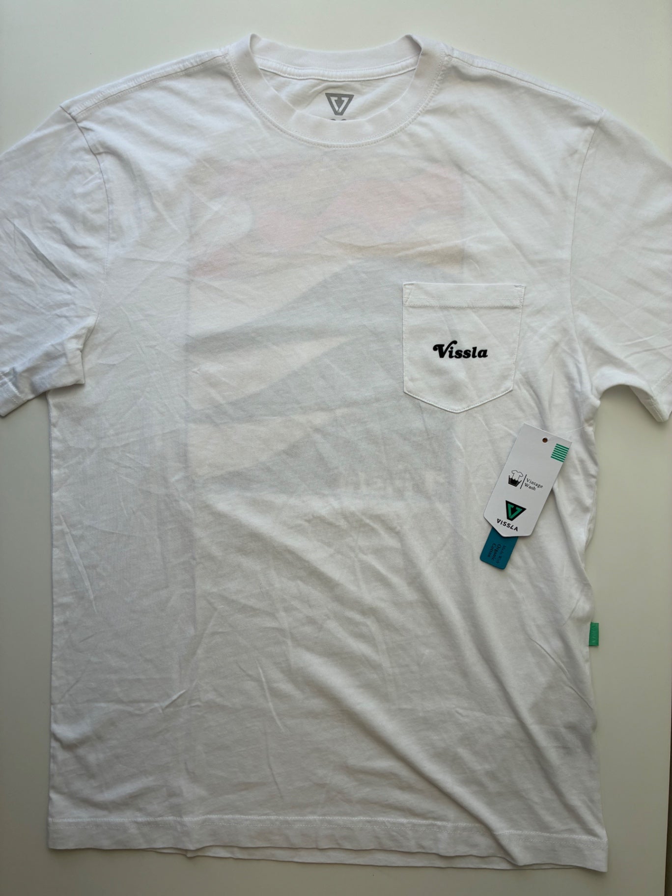 Vissla T-Shirt - White Landscape Graphic (Adult Size S) | size Men's S
