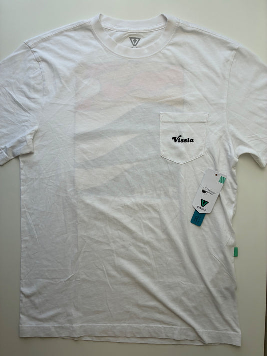 Vissla T-Shirt - White Landscape Graphic (Adult Size S) | size Men's S