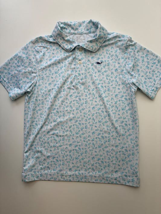 Vineyard Vines Shirt - Blue Palm Tree Performance Polo | size 8/10