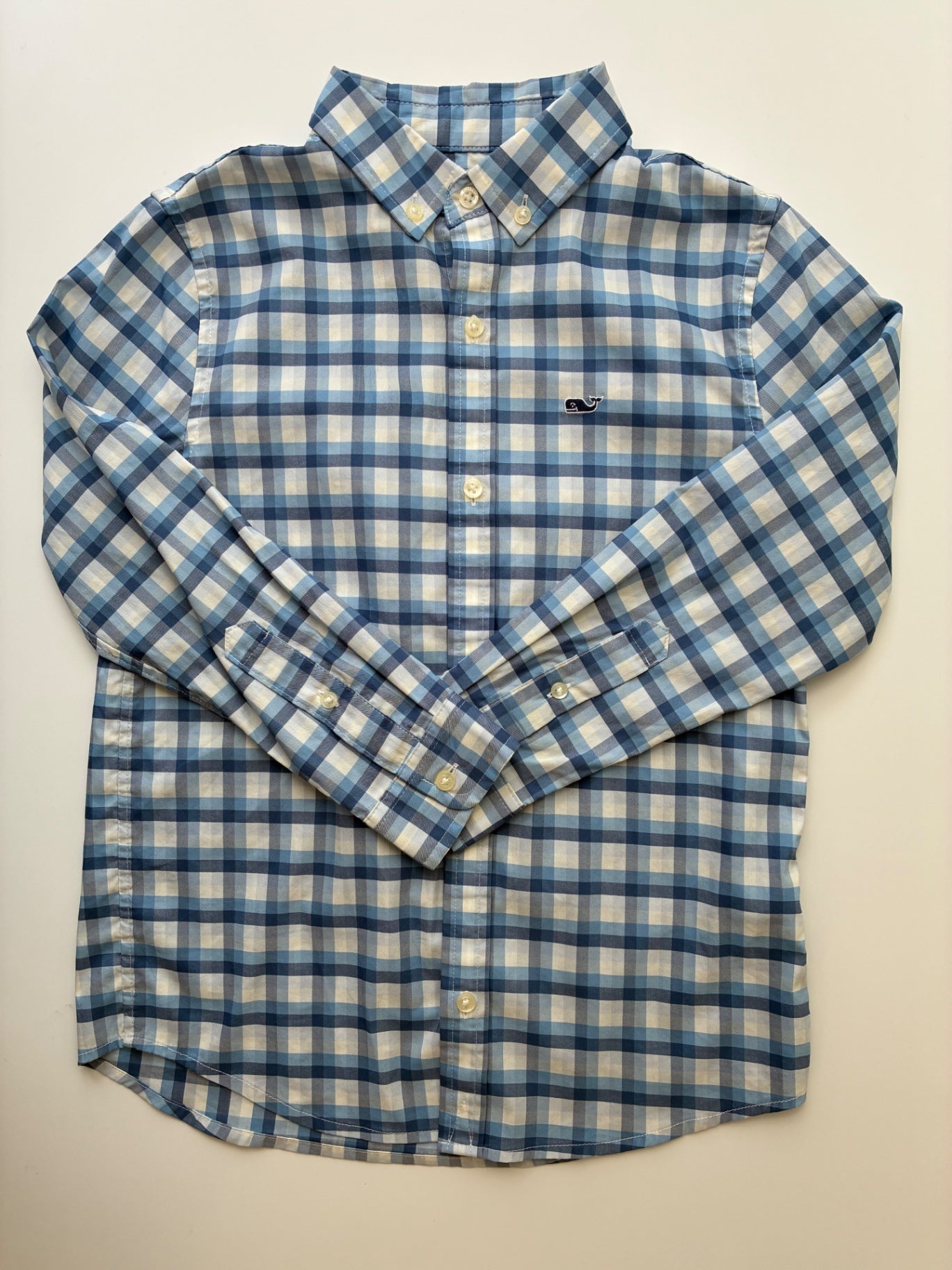 Vineyard Vines Shirt - Blue On-The-Go Performance Plaid Button Down | size 7