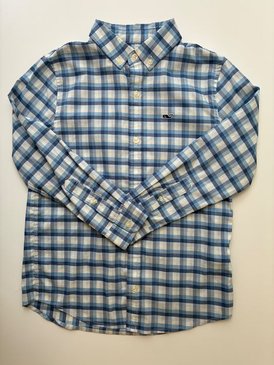 Vineyard Vines Shirt - Blue On-The-Go Performance Plaid Button Down | size 7
