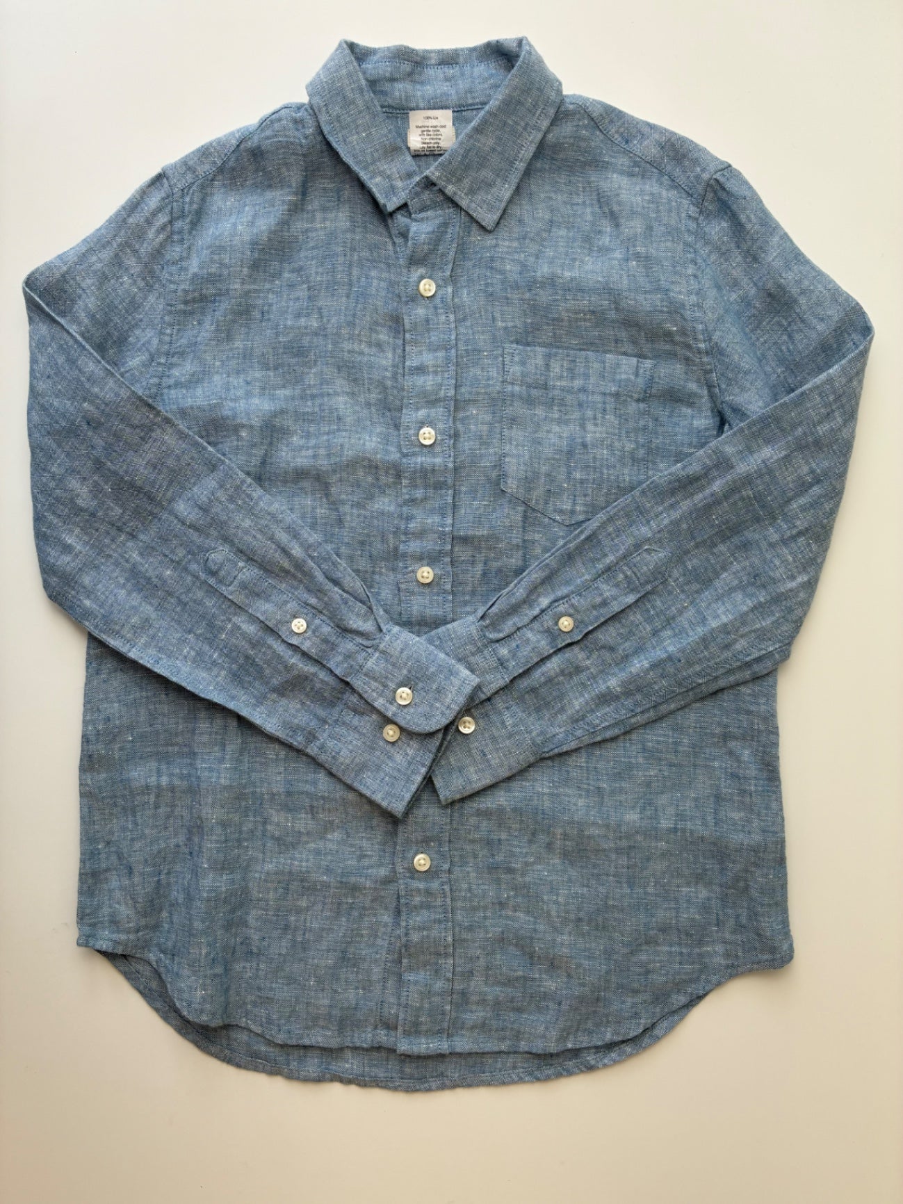 Crewcuts Shirt - Blue 100% Linen Button Up | size 8