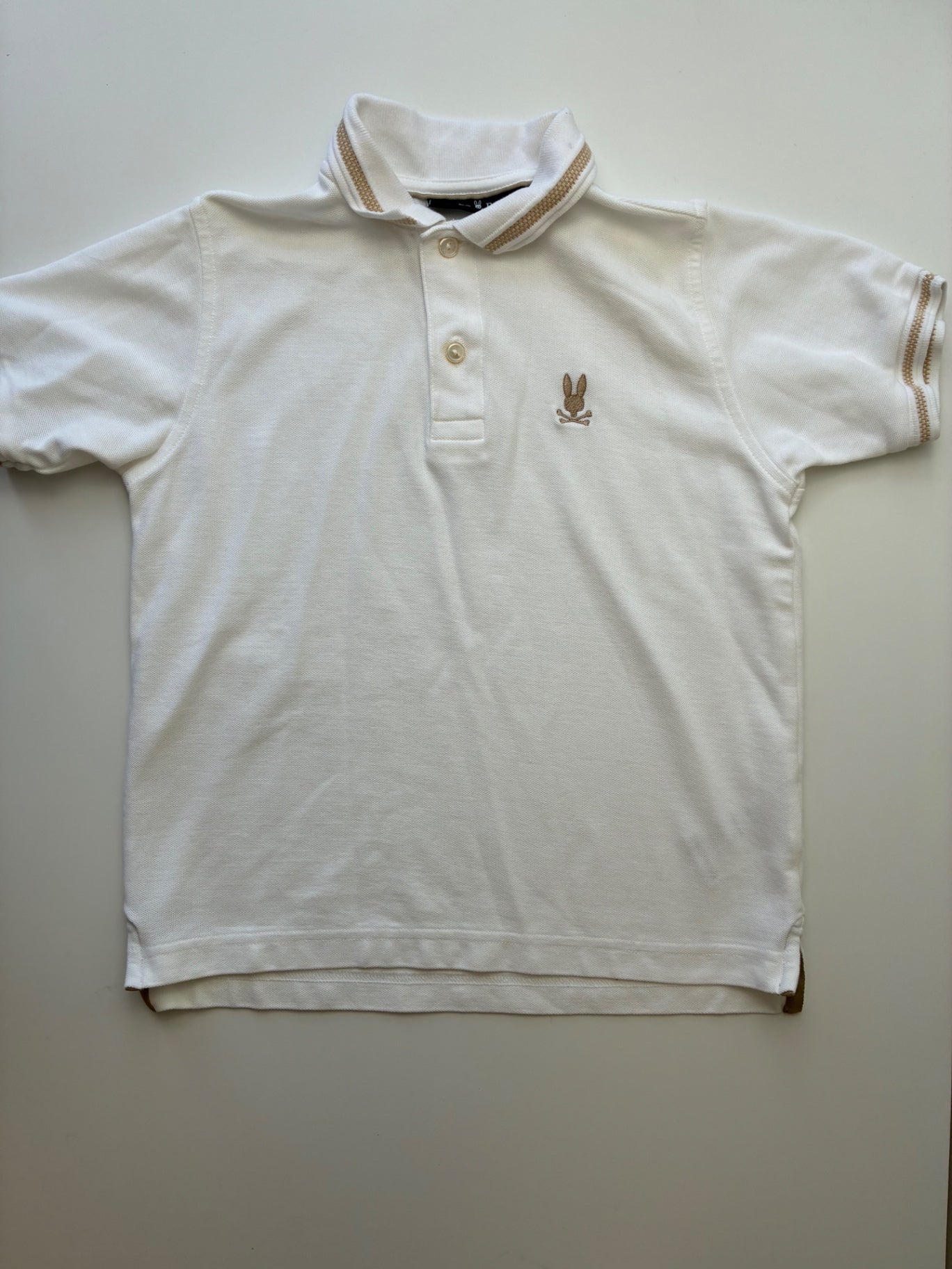 Psycho Bunny Shirt - White Pique Polo | size 10/12