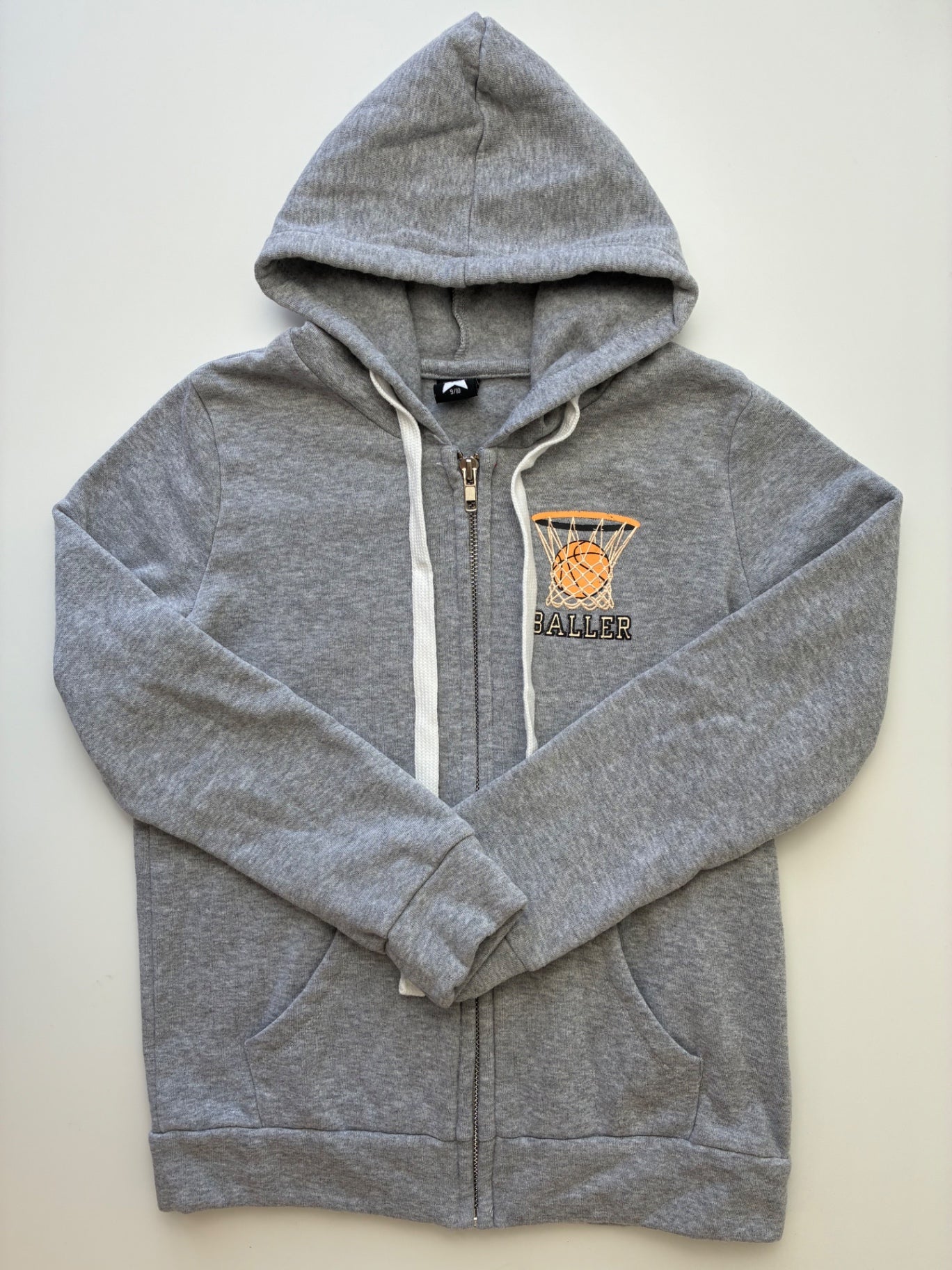 Pixie Lane Sweatshirt - Gray 'Baller' Zip Up Hoodie | size 9/10