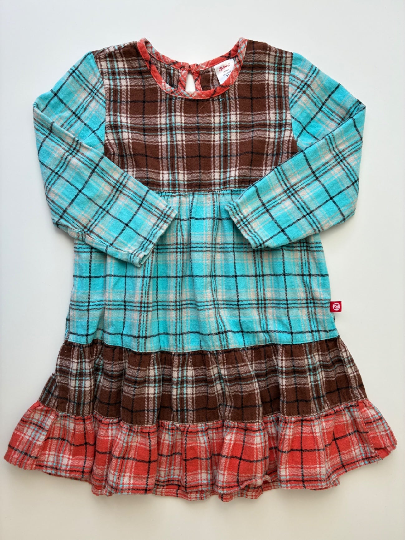 Zutano Dress - Brown Color Block Plaid | size 3T