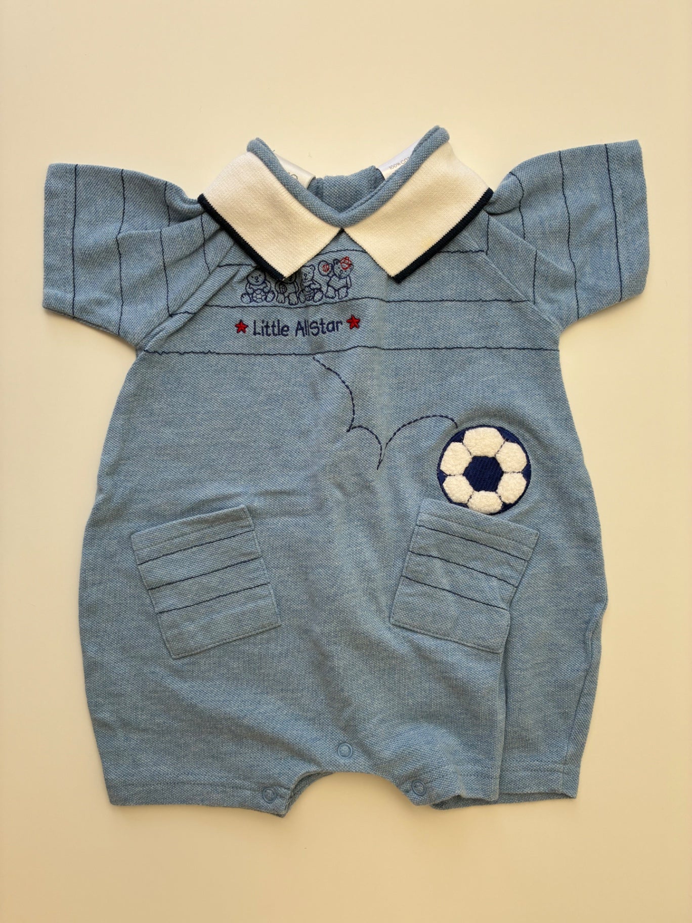 Koala Baby Onesie - Blue 'Little All Star' Soccer Ball | size 3 - 6 Months