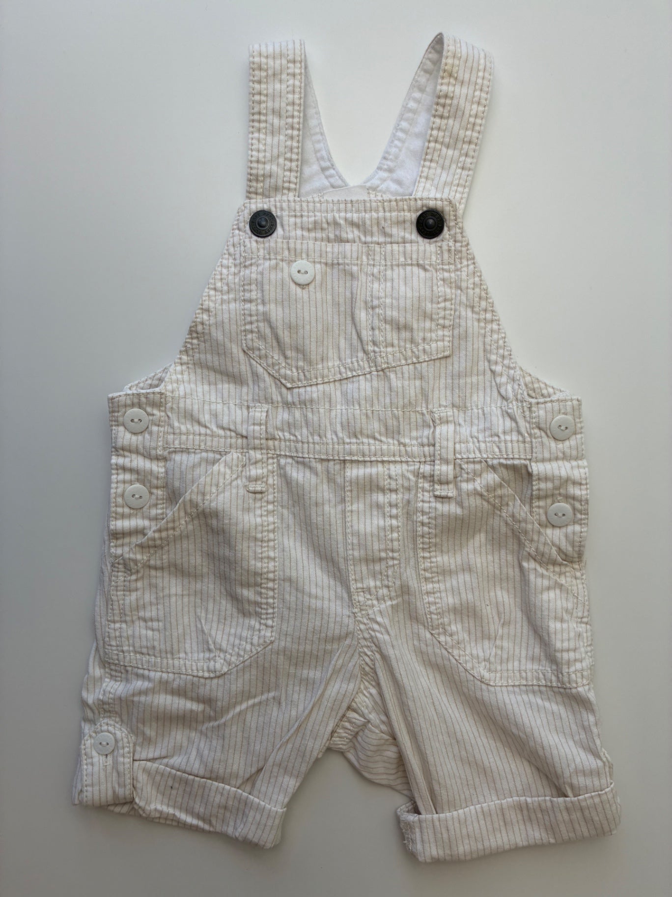 H&M Overalls - Cream Stiped 100% Cotton | size 2 - 4 Months