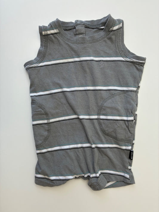 Volcom Onesie - Gray Striped Sleeveless Romper | size 12 Months