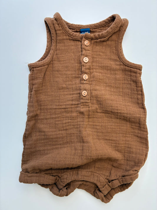 Old Navy Onesie - Brown 100 % Cotton Bubble | size 6 - 12 Months