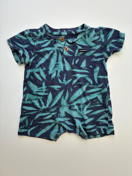Volcom Onesie - Blue Leaf Pattern Romper | size 12 Months