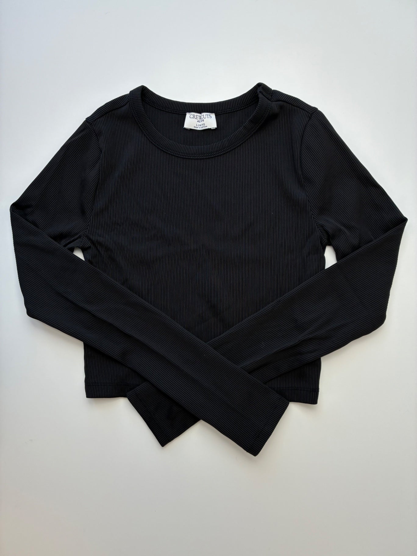 Crewcuts Long Sleeve T-Shirt - Black Ribbed Cropped Active | size 10/11