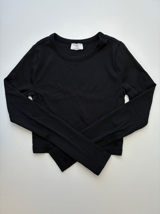 Crewcuts Long Sleeve T-Shirt - Black Ribbed Cropped Active | size 10/11