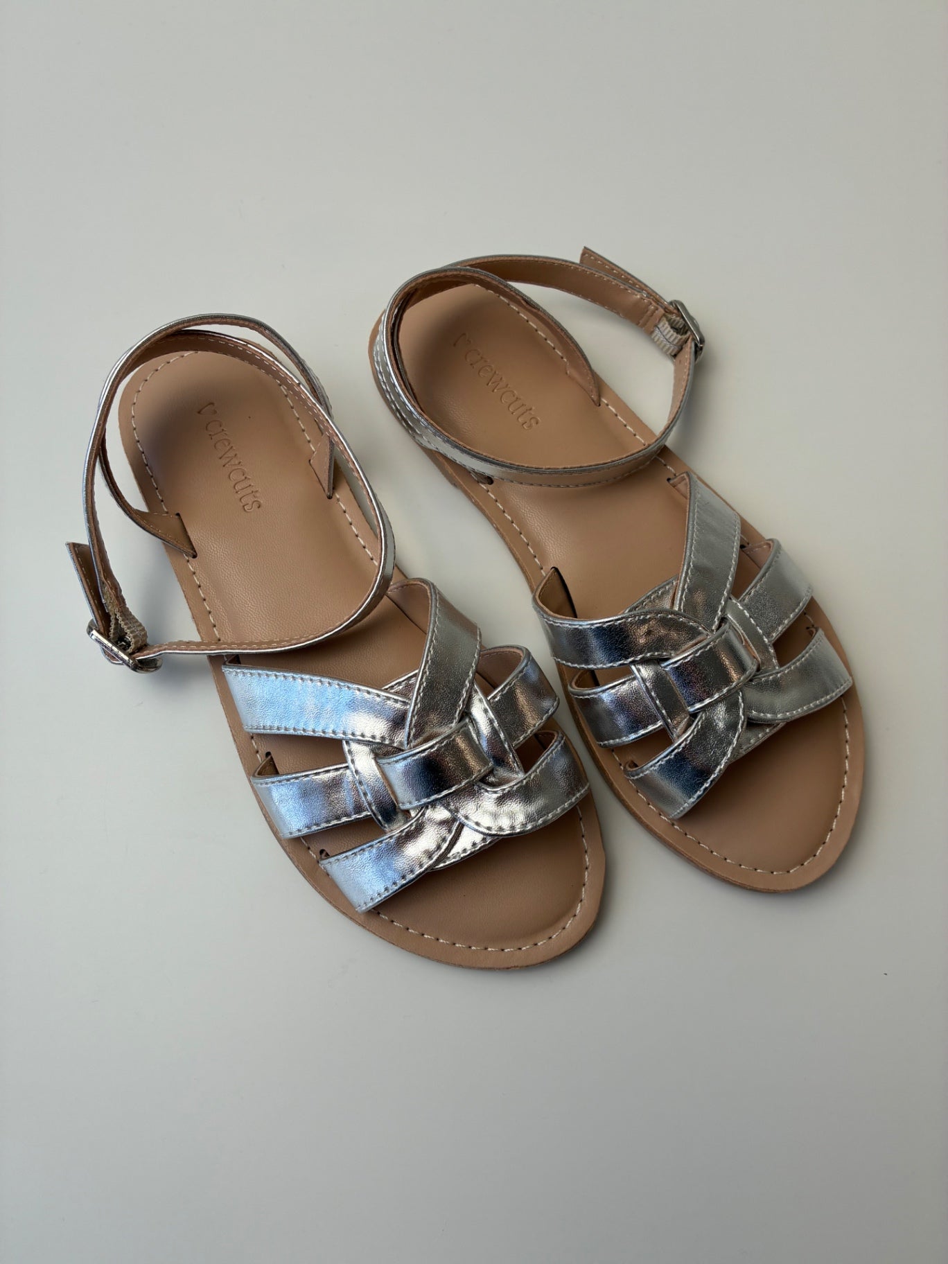 Crewcuts Shoes - Silver Metallic Woven Sandal | size Shoe 3