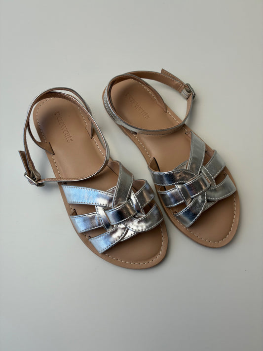 Crewcuts Shoes - Silver Metallic Woven Sandal | size Shoe 3