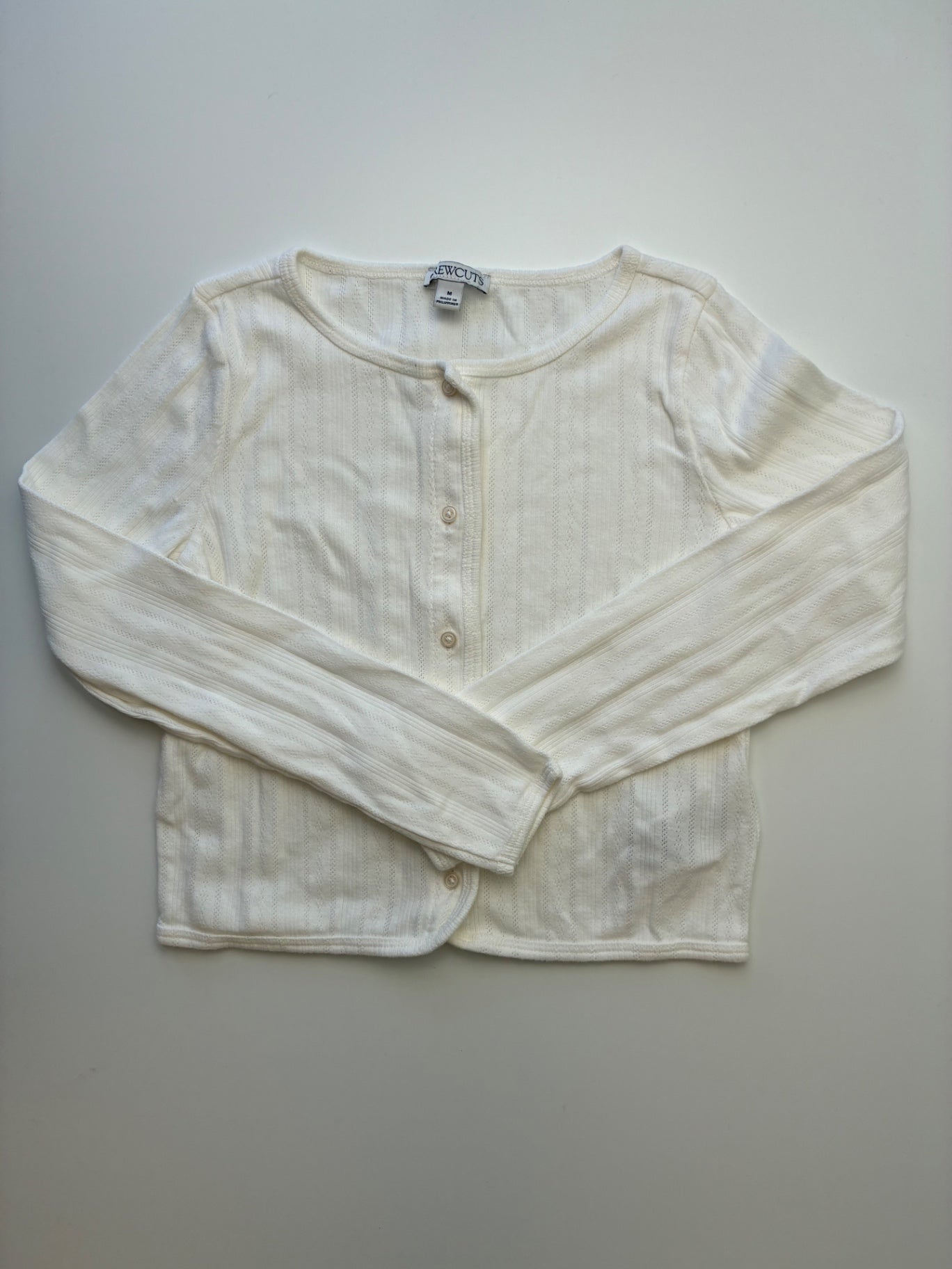 Crewcuts Sweater - Cream Pointelle Cardigan | size 8/9