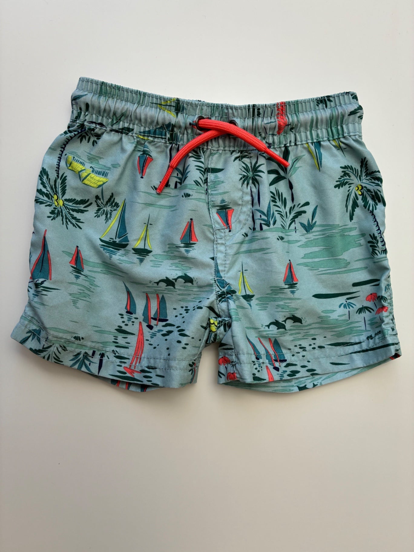 Carter's Swimsuit - Green Sail Boat Swim Trunks | size 9 Months