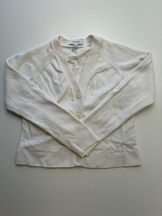 Reiss Sweater - White Cashmere Blend Cardigan | size 7/8