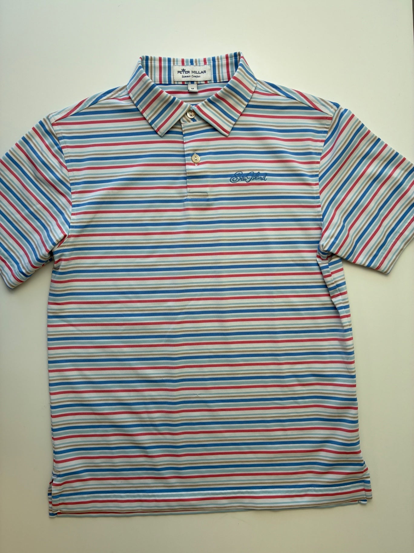 Peter Millar Shirt - Blue Striped Polo | size 9/10