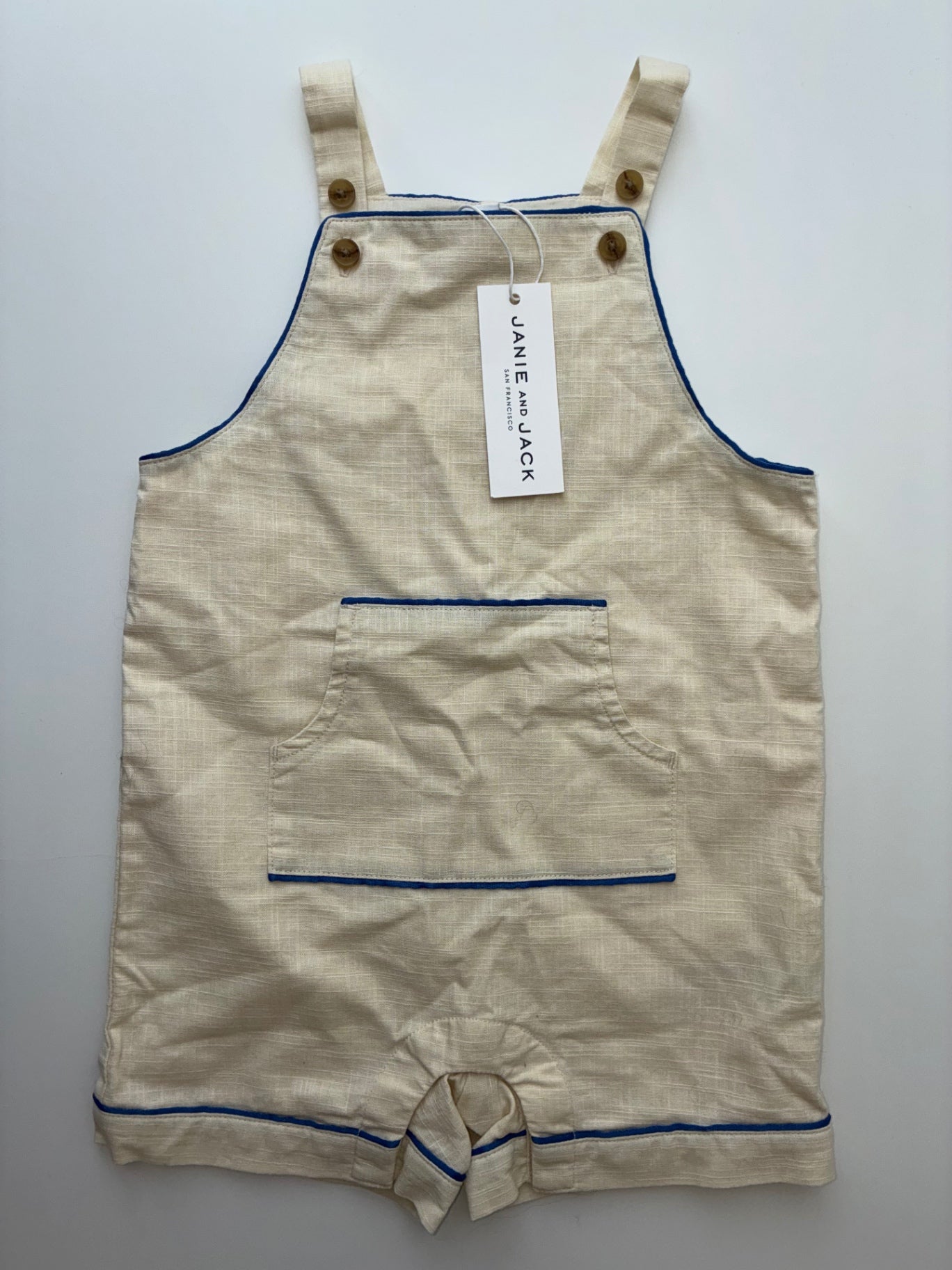 Janie and Jack Onesie - Cream 100% Cotton Shortalls | size 18 - 24 Months