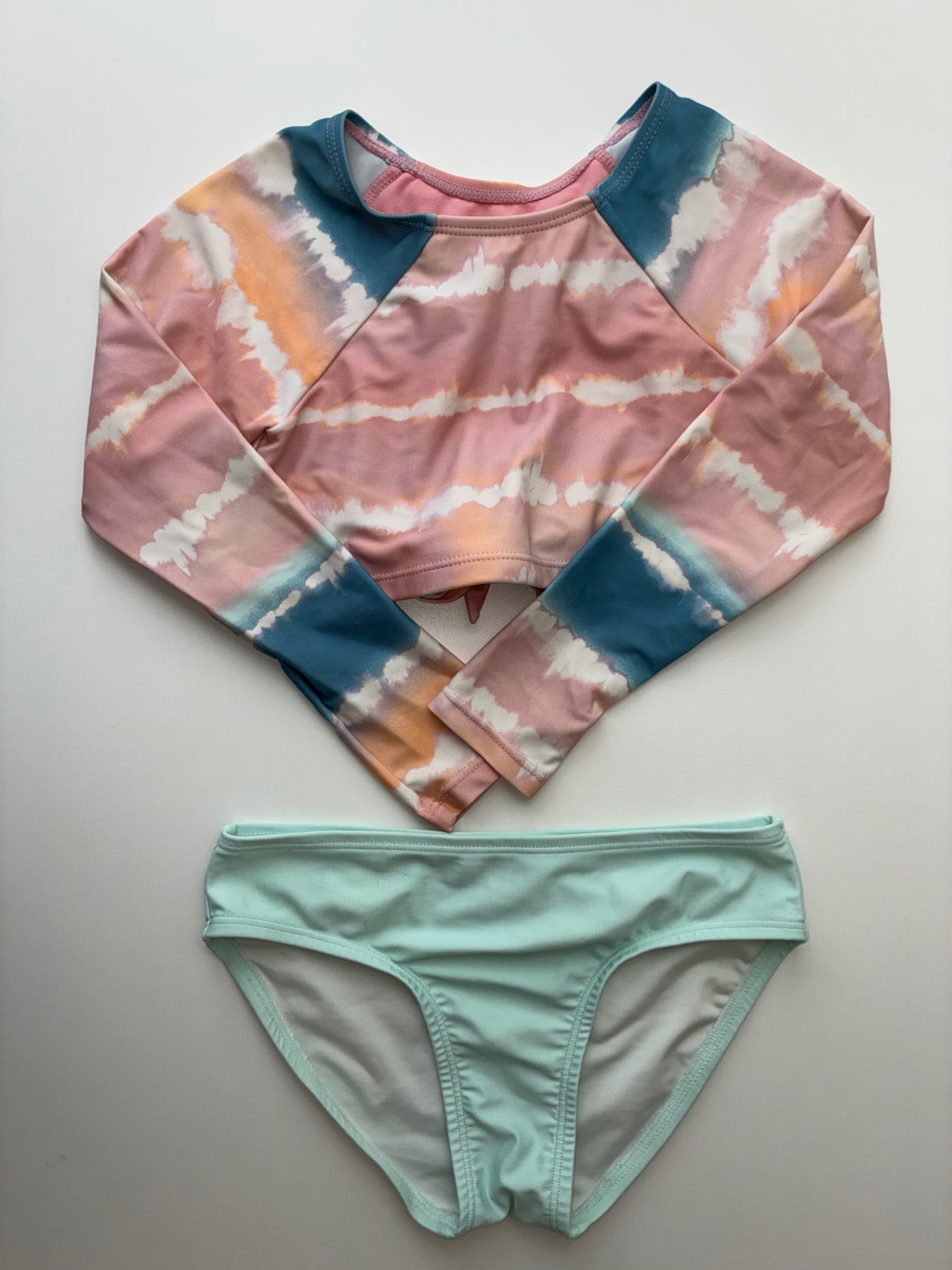 Harper Canyon Swimsuit - Multicolor Tie Dye Long Sleeve Bikini Top + Bottoms | size 7