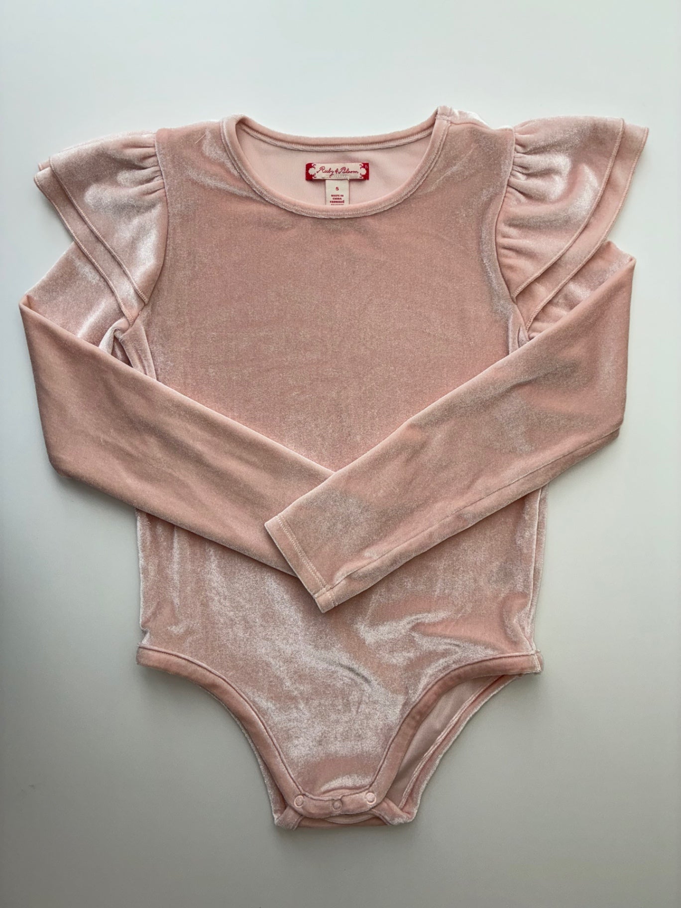 Ruby & Bloom Body Suit - Pink Velvet Long Sleeve | size 5T