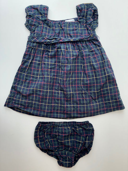 Ralph Lauren Dress - Navy Blue Plaid + Bloomers | size 9 Months