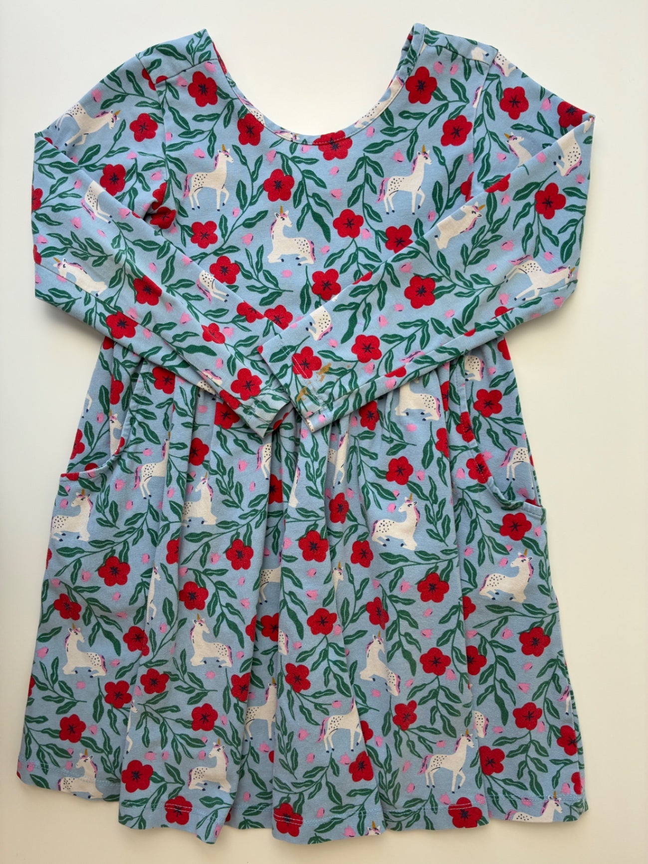 Hanna Andersson Dress - Blue Flora Unicorns | size 5T