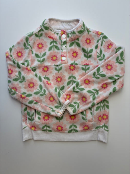 Happily Grey Sweatshirt - Pink Floral Fleece 1/4 Zip | size 4T