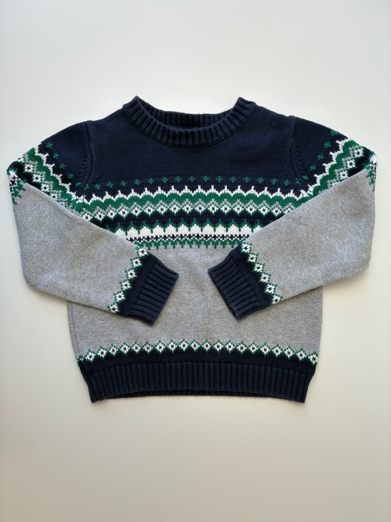 Janie and Jack Sweater - Navy Blue Fair Isle Knit | size 4T