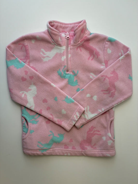 Btween Sweatshirt - Pink Unicorn Fleece 1/4 Zip | size 6