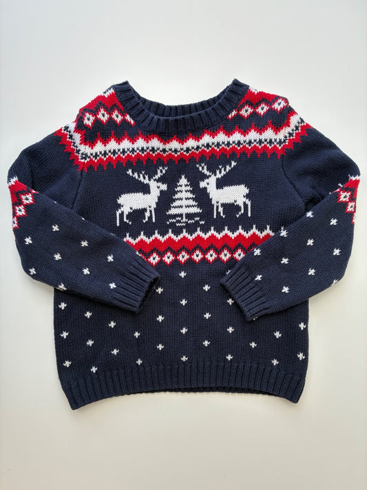 Janie and Jack Sweater - Navy Blue Fair Isle Reindeer | size 2T