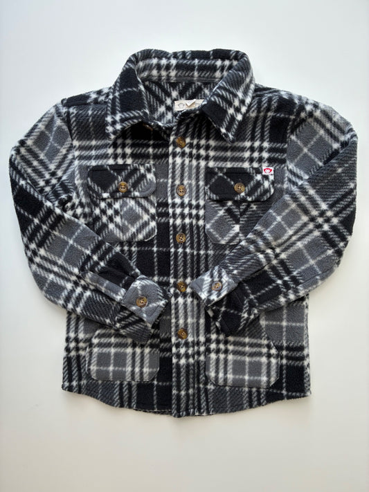 Appaman Jacket - Black Plaid Fleece Shacket | size 5T