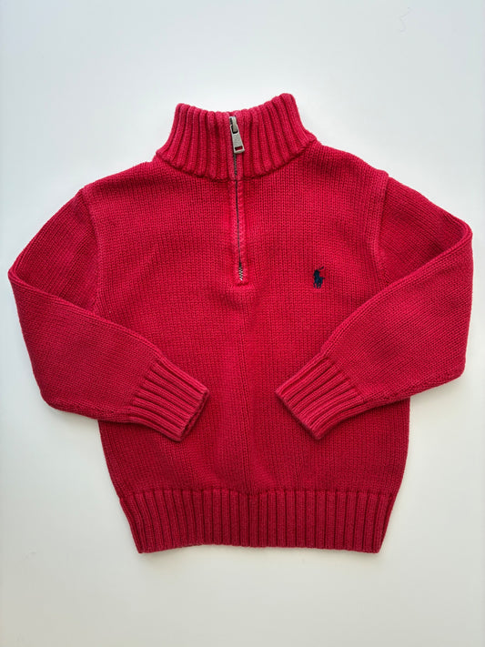 Polo Ralph Lauren Sweater - Red Knit 1/4 Zip | size 4T