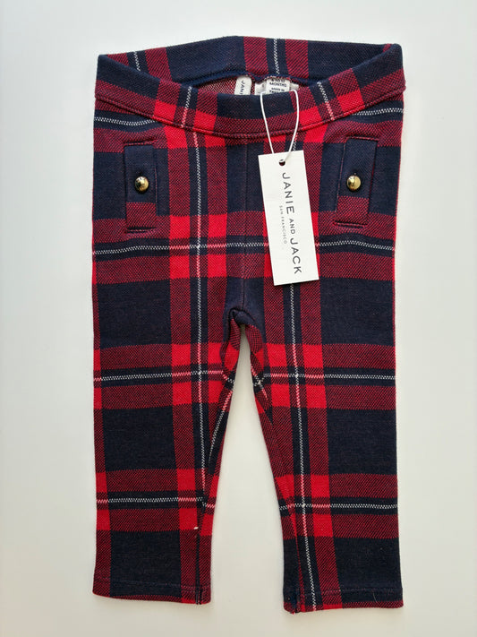 Janie and Jack Leggings - Red Plaid | size 6 - 12 Months