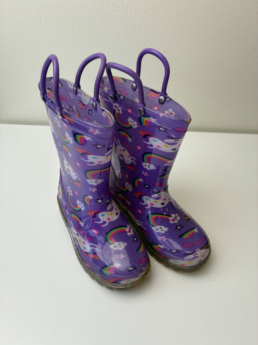 Funspread Shoes - Purple Unicorn Rain Boots | size Shoe 10