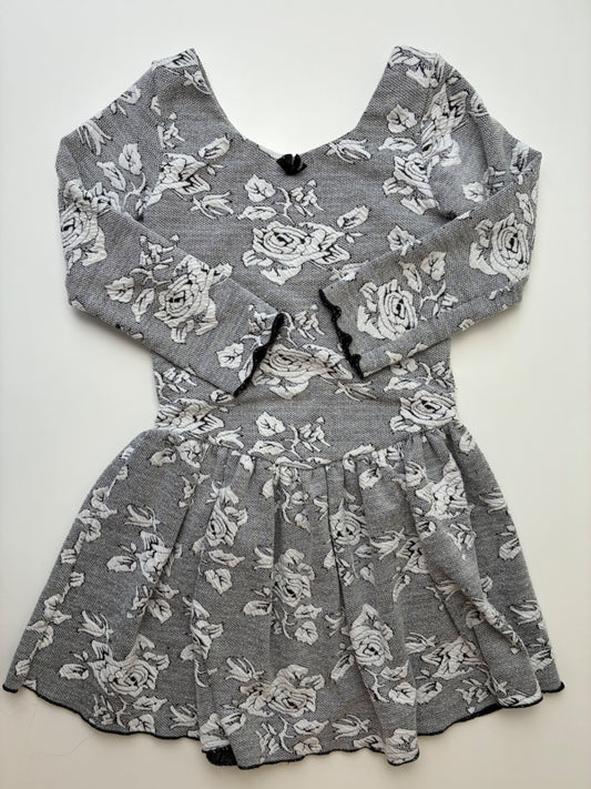 Girl and a Mouse Dress - Gray Floral Knit | size 6