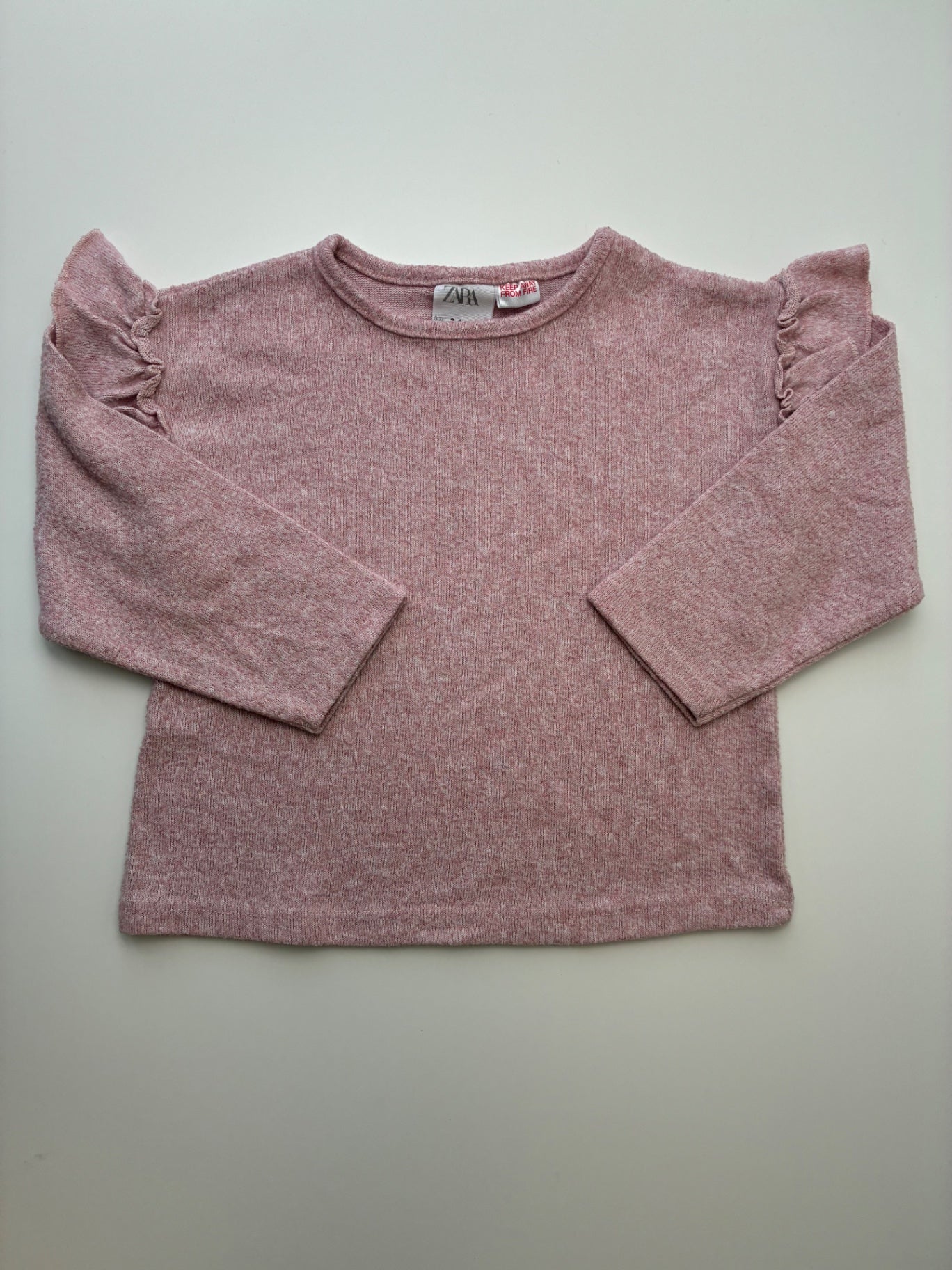 Zara Shirt - Pink Long Sleeve Shoulder Ruffle | size 3T/4T