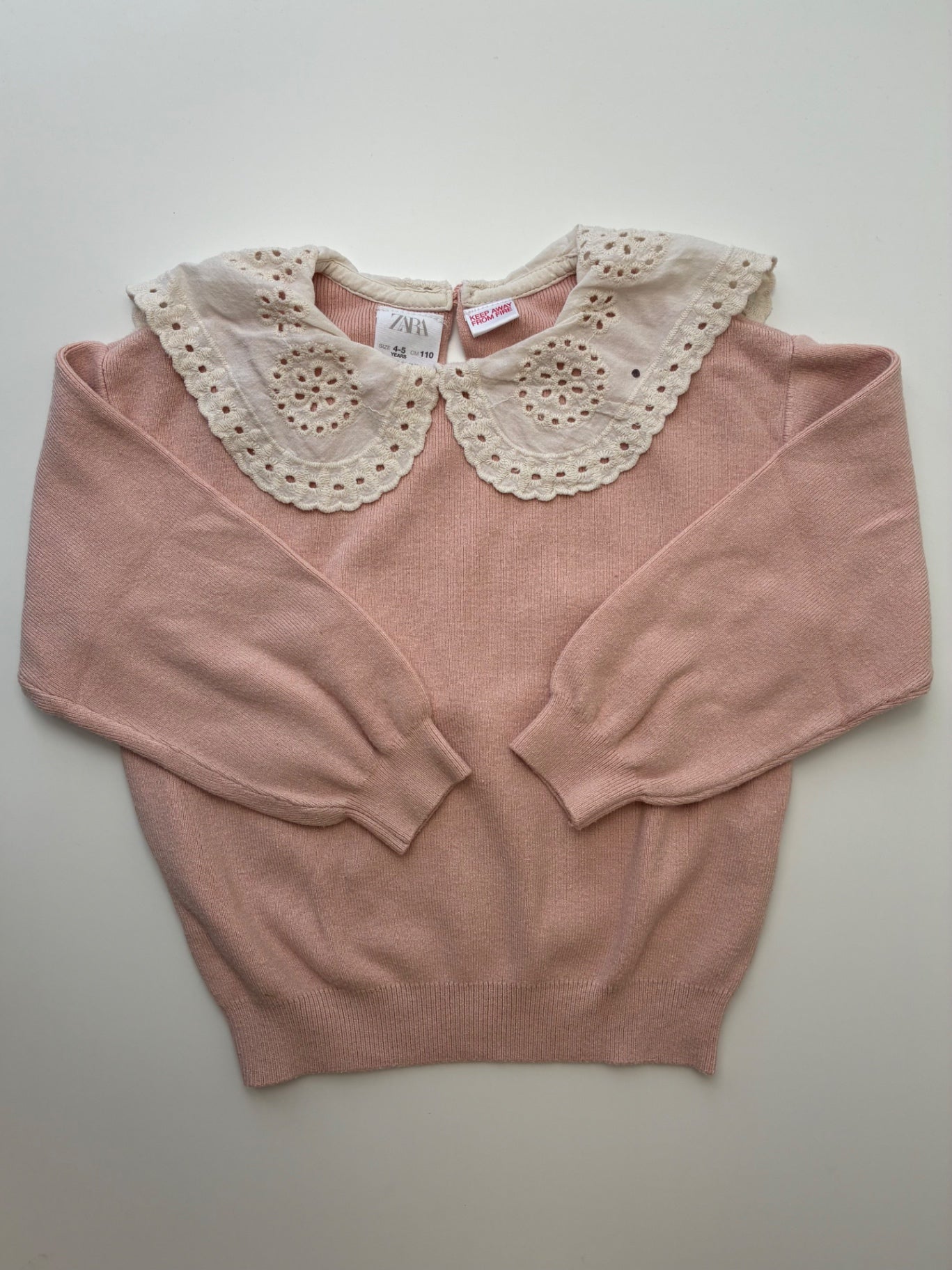 Zara Sweater - Pink Eyelet Collar | size 4T/5T
