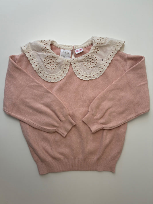 Zara Sweater - Pink Eyelet Collar | size 4T/5T
