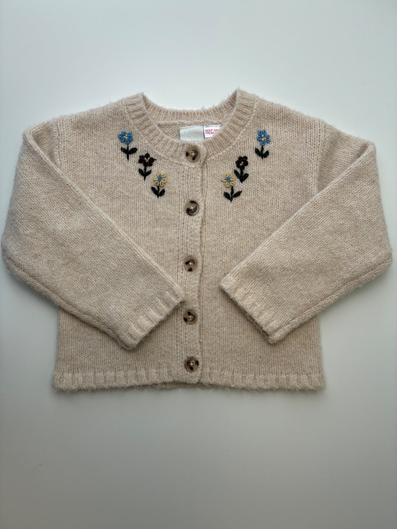 Zara Sweater - Tan Embroidered Cardigan | size 4T