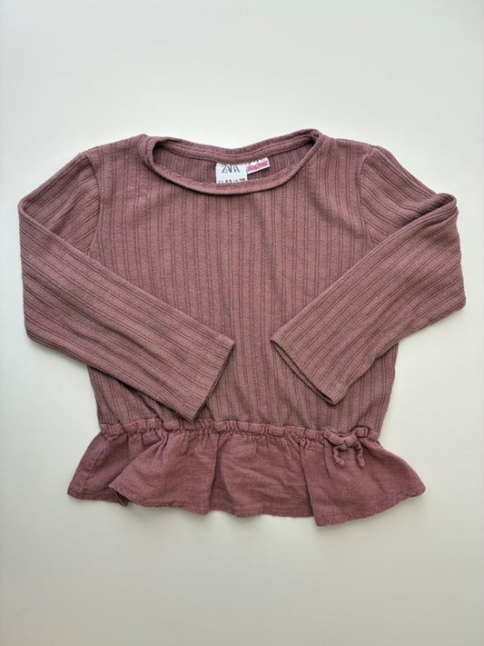 Zara Shirt - Pink Ribbed + Ruffle | size 4T/5T