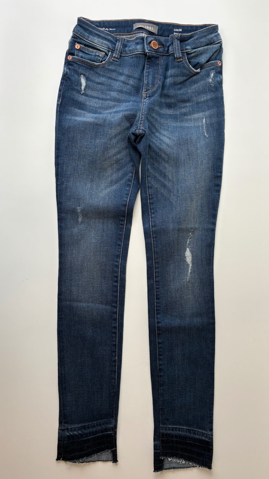 DL 1961 Jeans - Blue Chloe Skinny Raw Hem | size 12