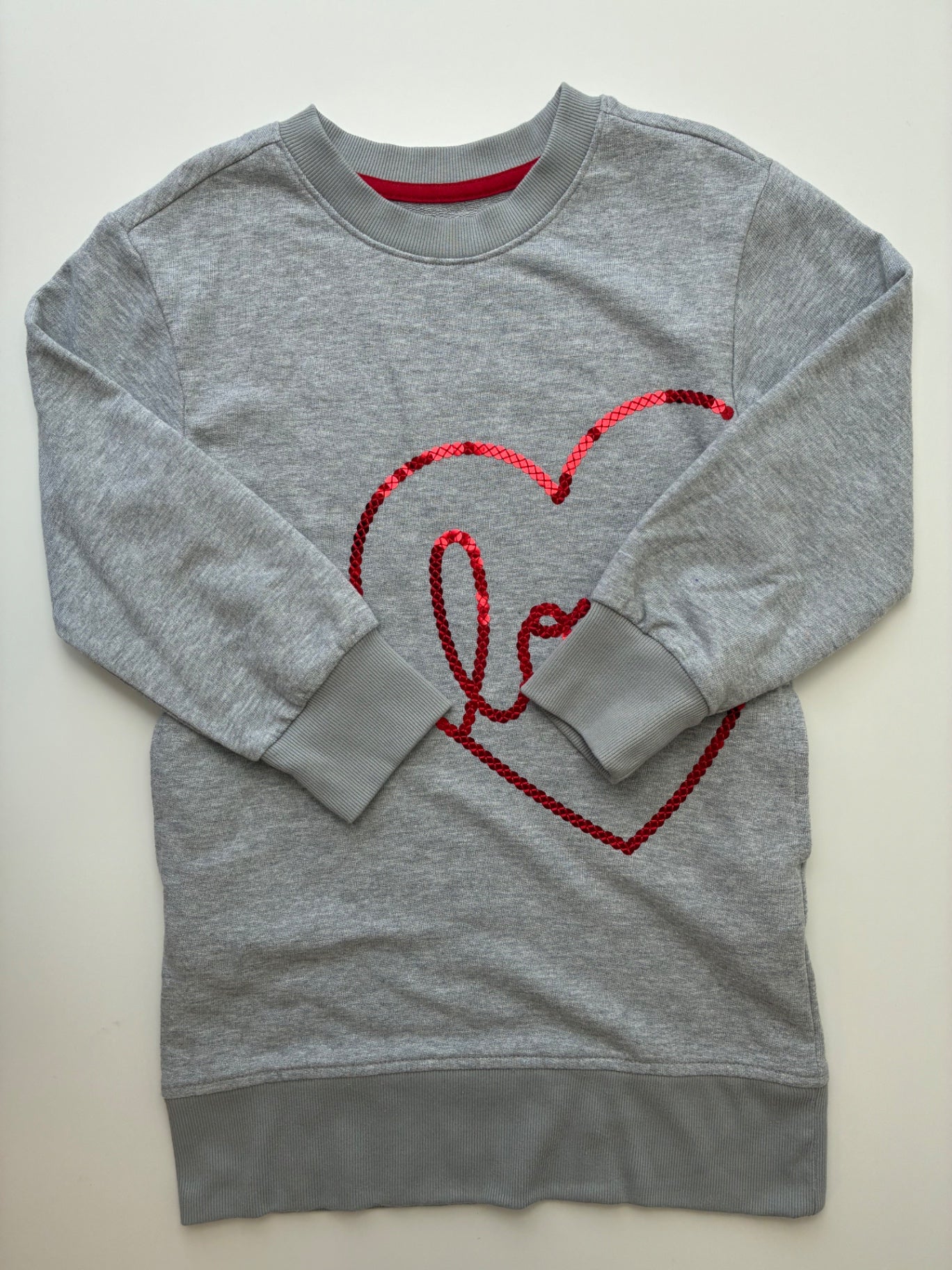 Cat & Jack Dress - Gray Sequin Heart Sweatshirt | size 4T/5T