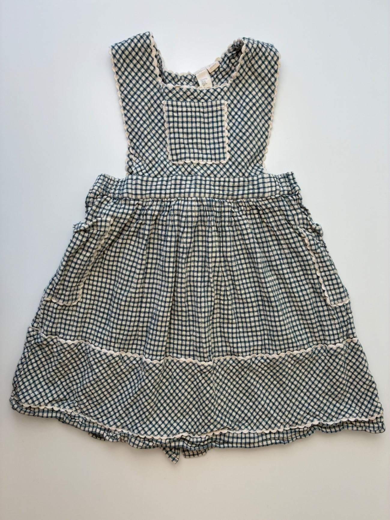 Little Cotton Clothes Dress - Blue Plaid Pinafore | size 6