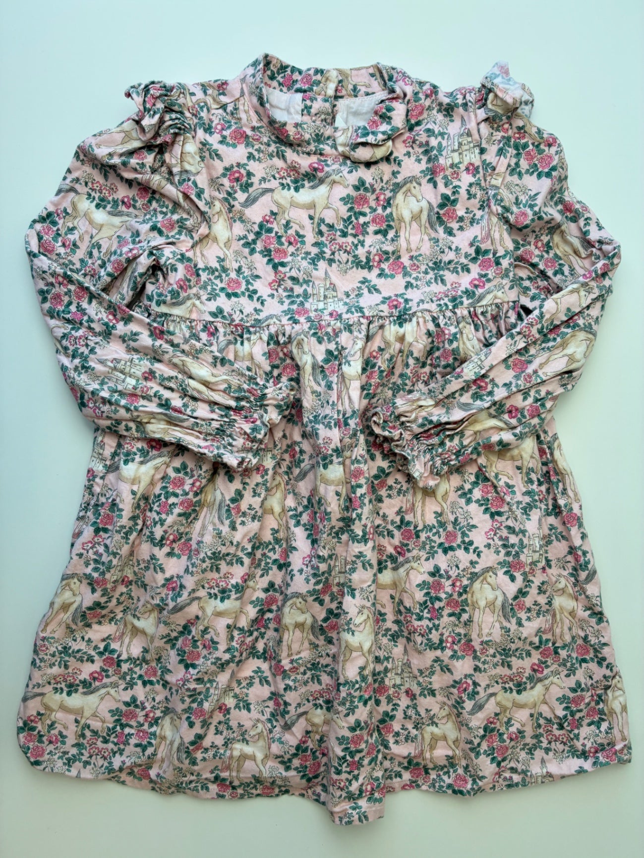 Janie and Jack Dress - Pink Floral + Unicorns | size 5T