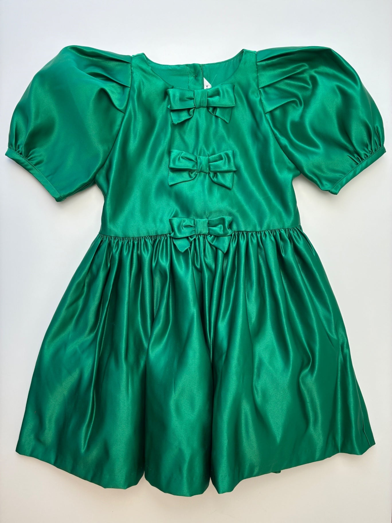 Janie and Jack Dress - Green Satin Bows | size 5T