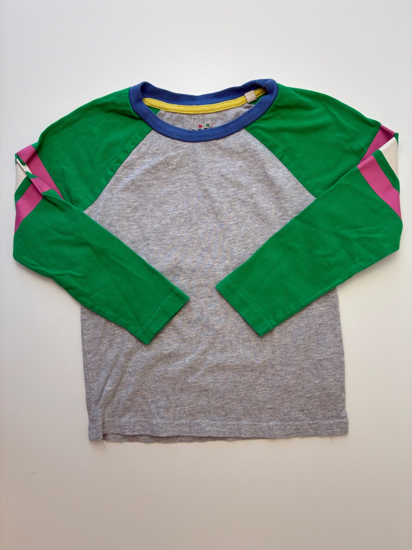 Mini Boden Long Sleeve T-Shirt - Gray Color Block Raglan | size 5T/6