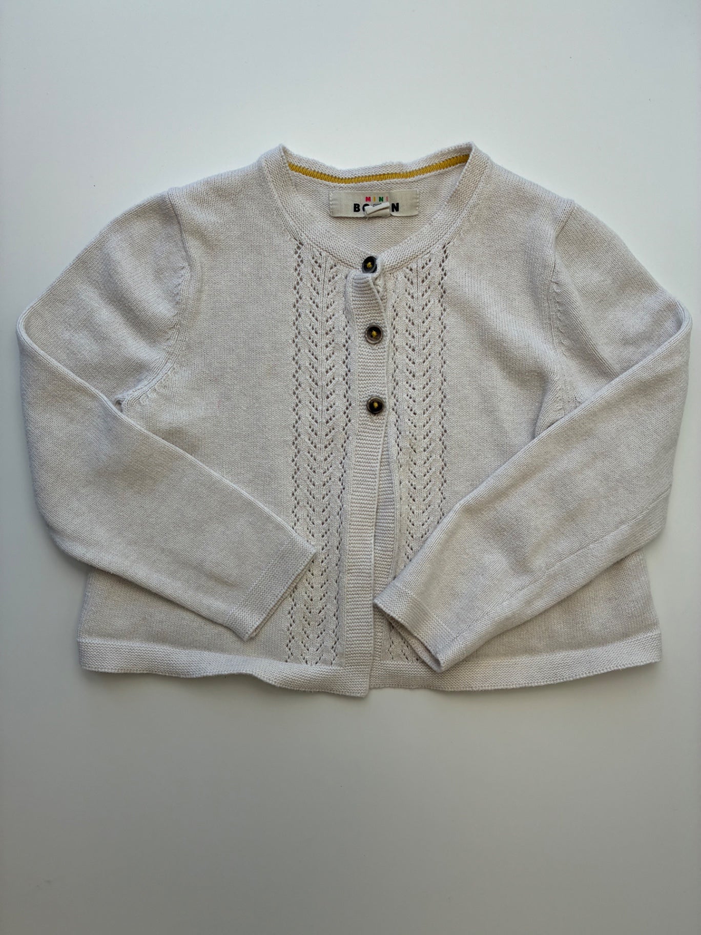 Mini Boden Sweater - Cream 3 Button Cardigan | size 4T/5T