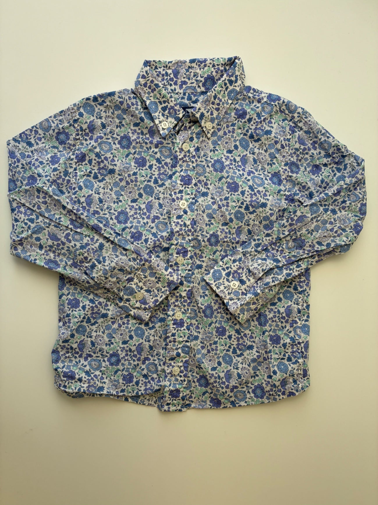 Thomas Brown Shirt - Blue Floral Button Down | size 6/7