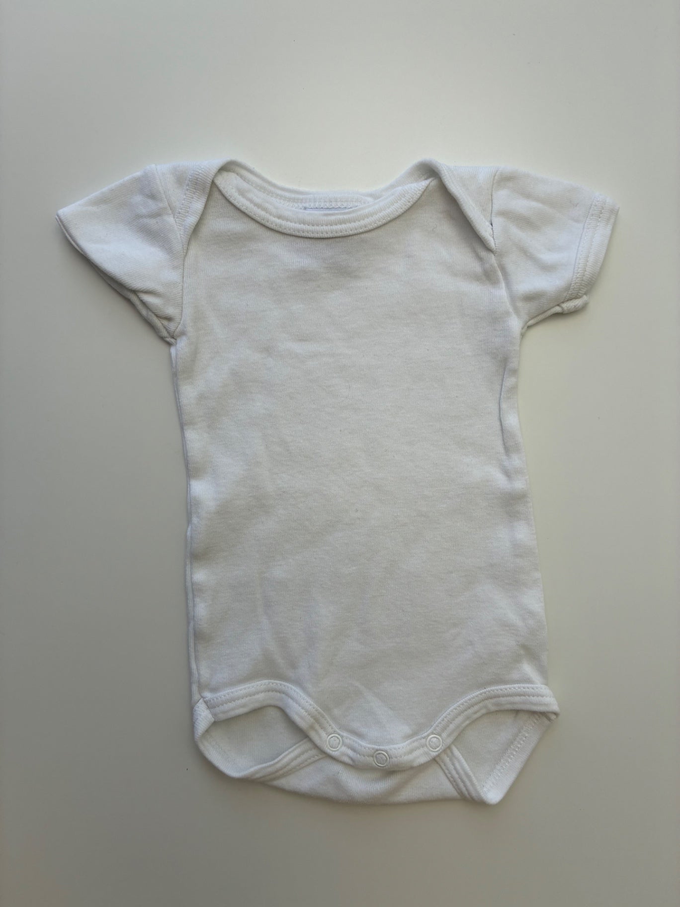 Petit Bateau Onesie - White Solid Short Sleeve | size 1 Month